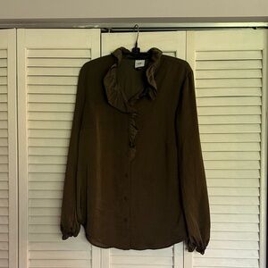 CAbi Olive Ruffle Blouse